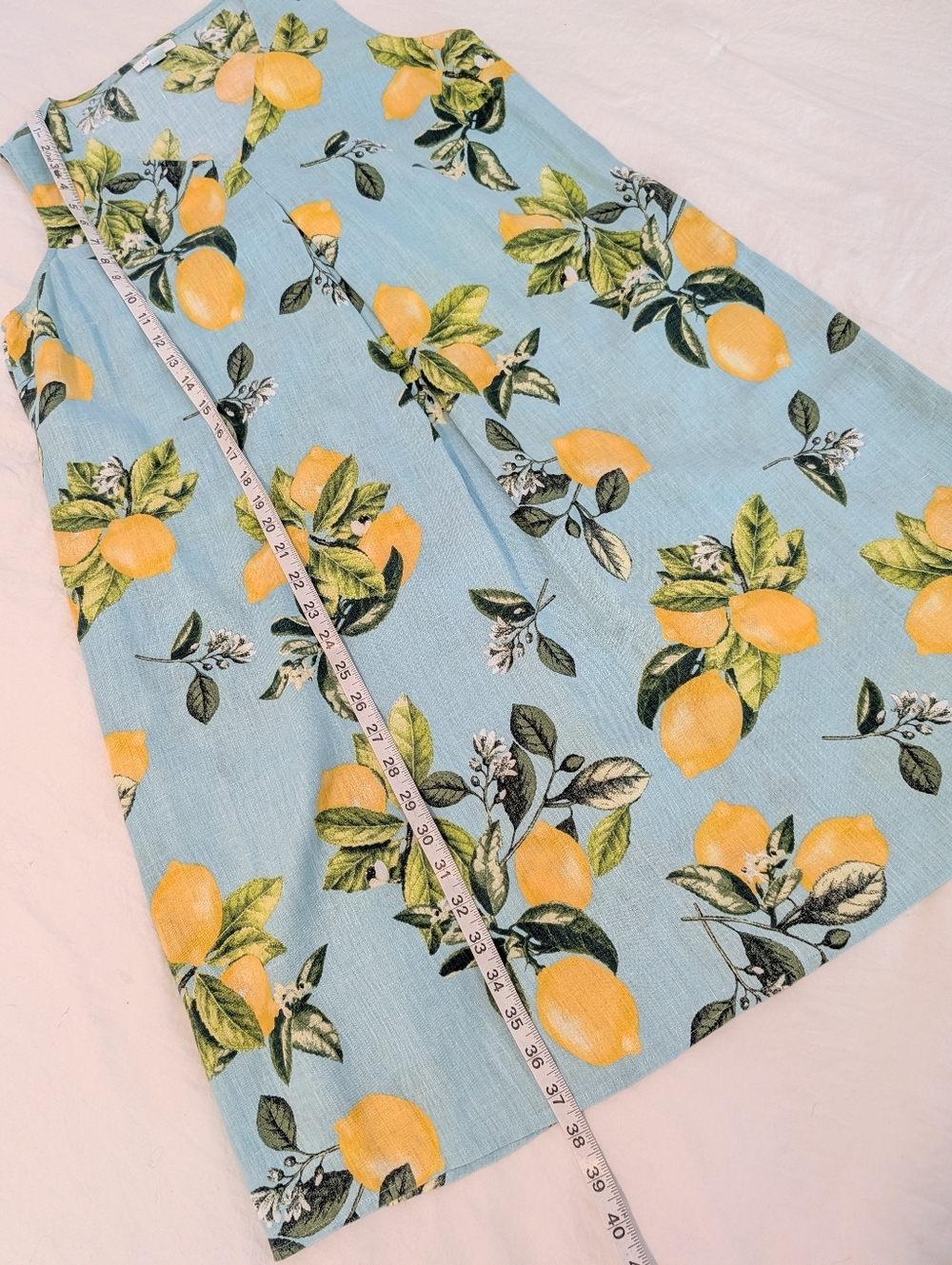 J. Jill Love Linen Lemon Tropical Print Tank Dress V-neck Resortwear Sz S - Picture 8 of 13